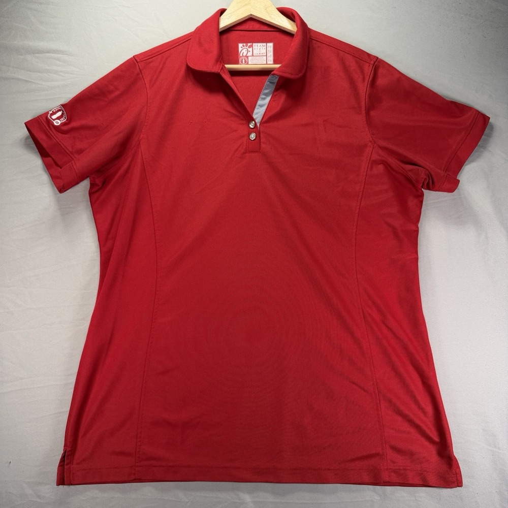 Oobe Chick Fil A Polo Shirt Womens XL Red Short Sleeve Employee Work Stretch